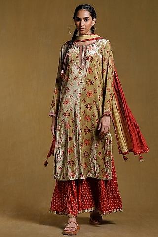 red cotton sharara set