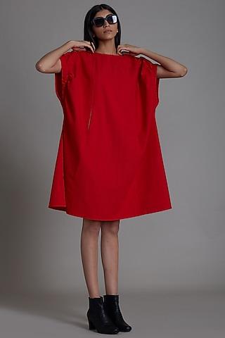 red cotton shift dress