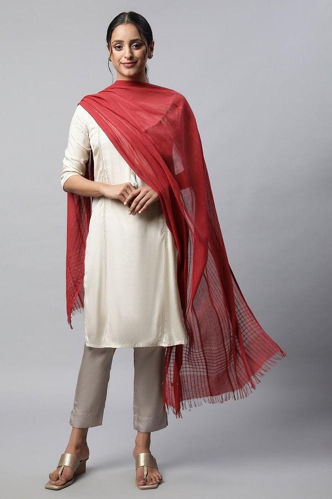 red cotton south dupatta