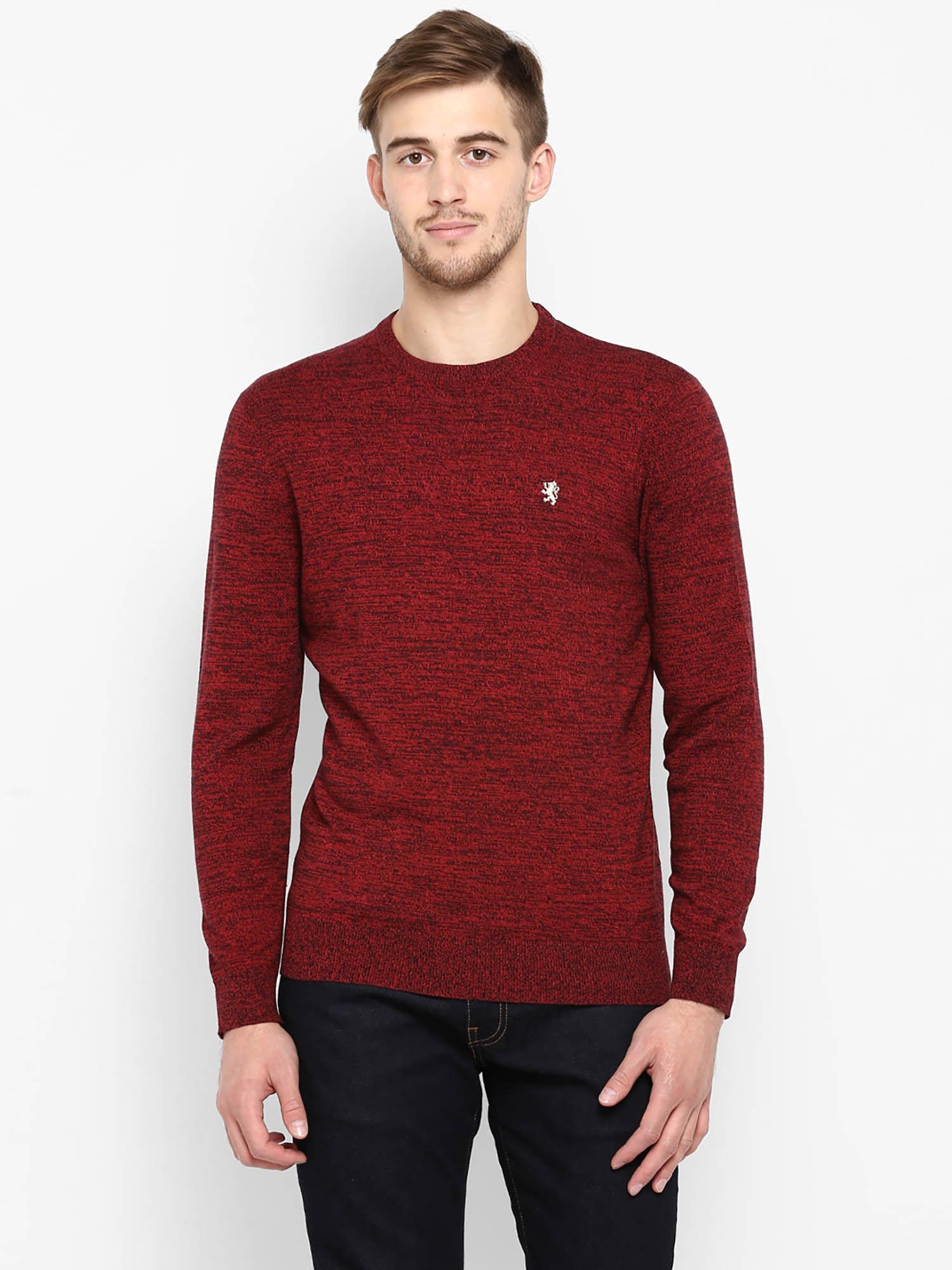 red crew neck sweater