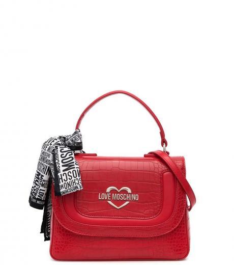 red croc-effect mini satchel