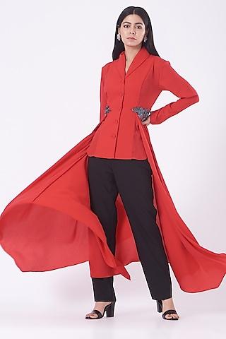 red crystal blazer tunic