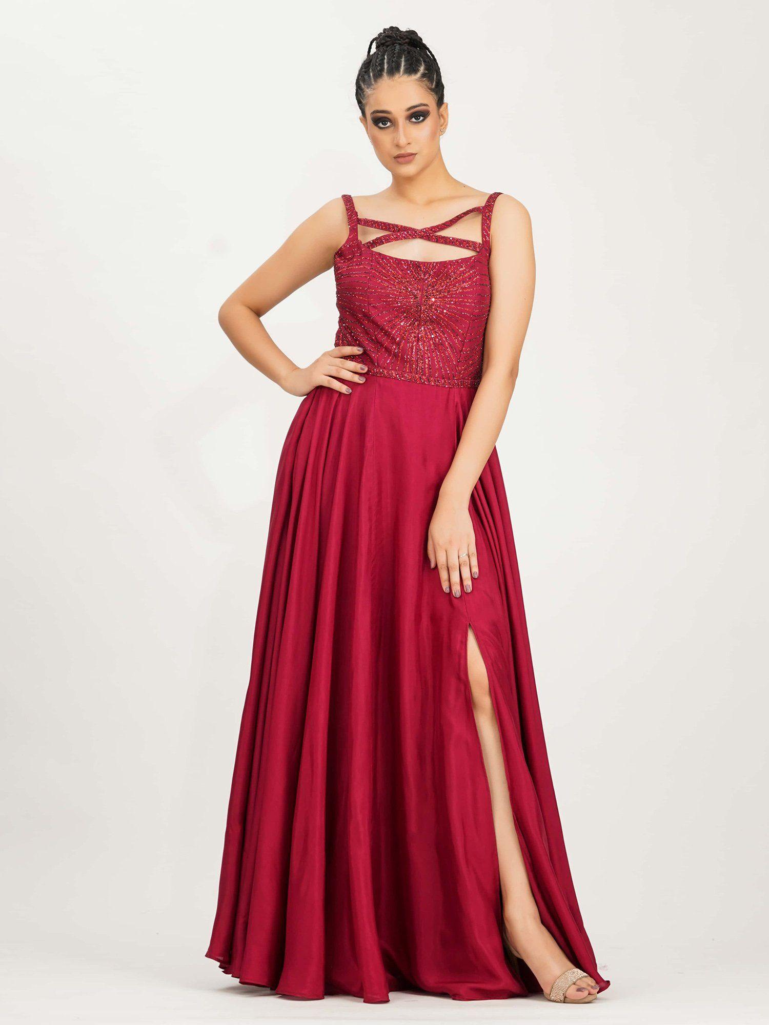 red dancing girl gown