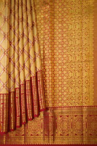 red dual tone kanchipuram tissue silk saree