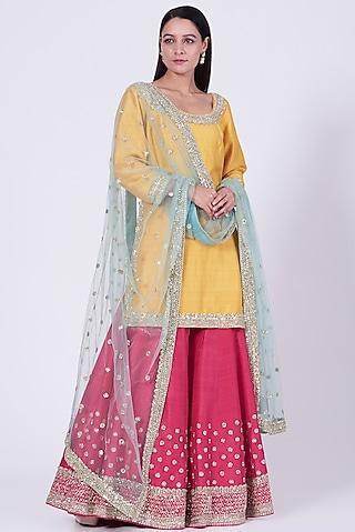 red embellished sharara set