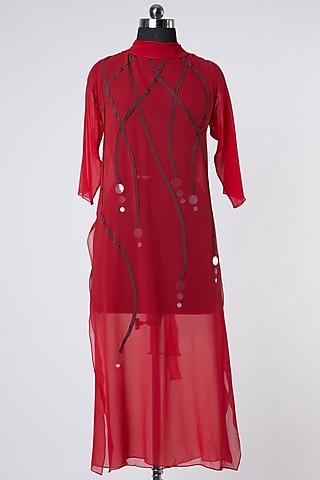 red embroidered tunic