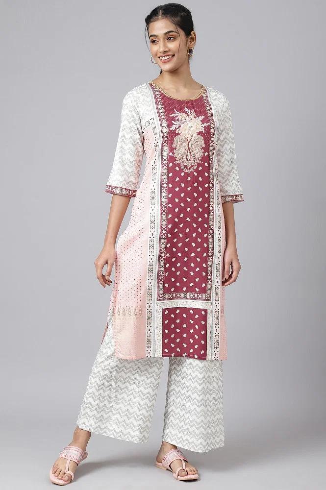 red ethnic festive kurta and palazzo set