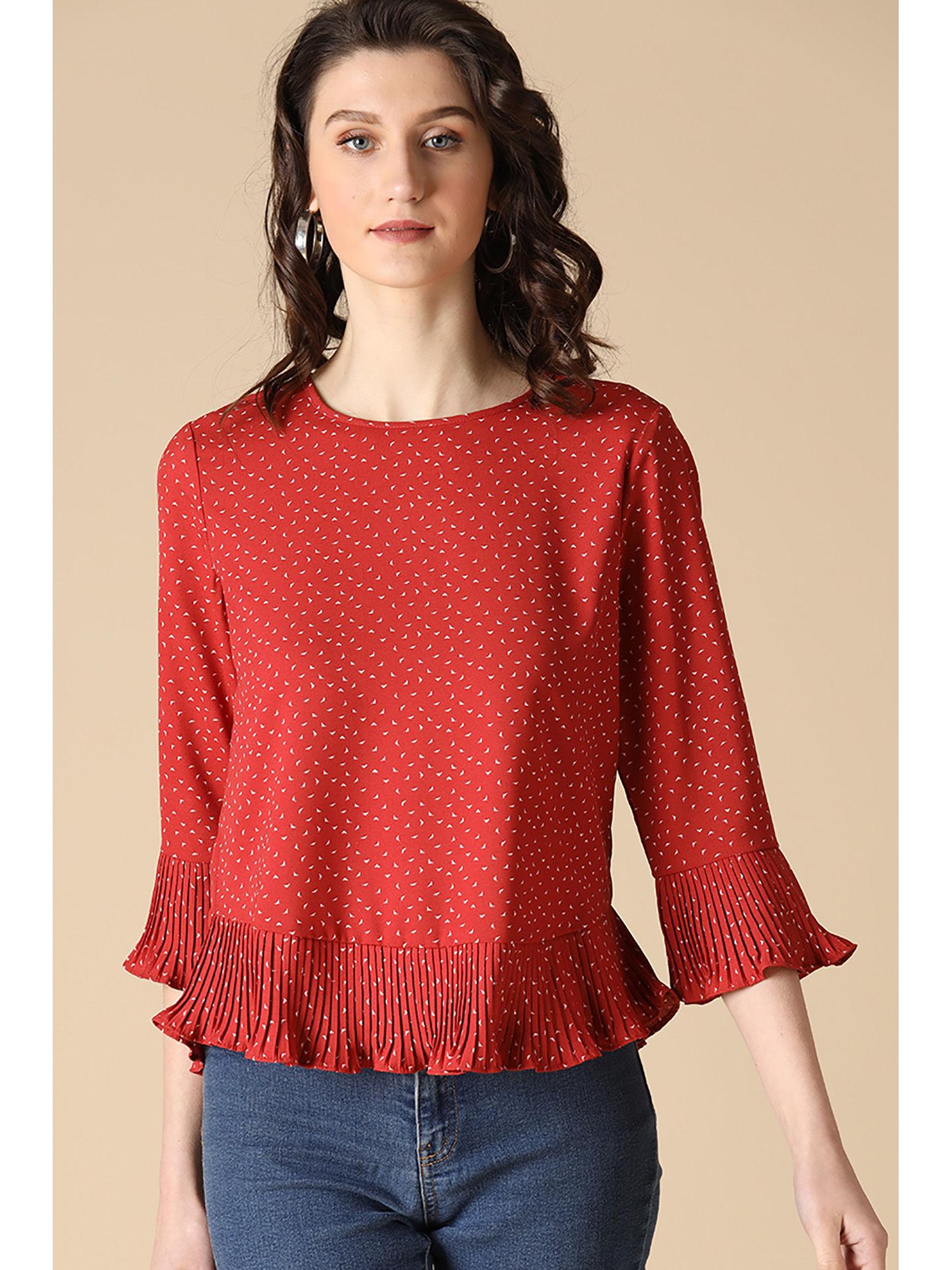 red fashion rayon crepe blouse