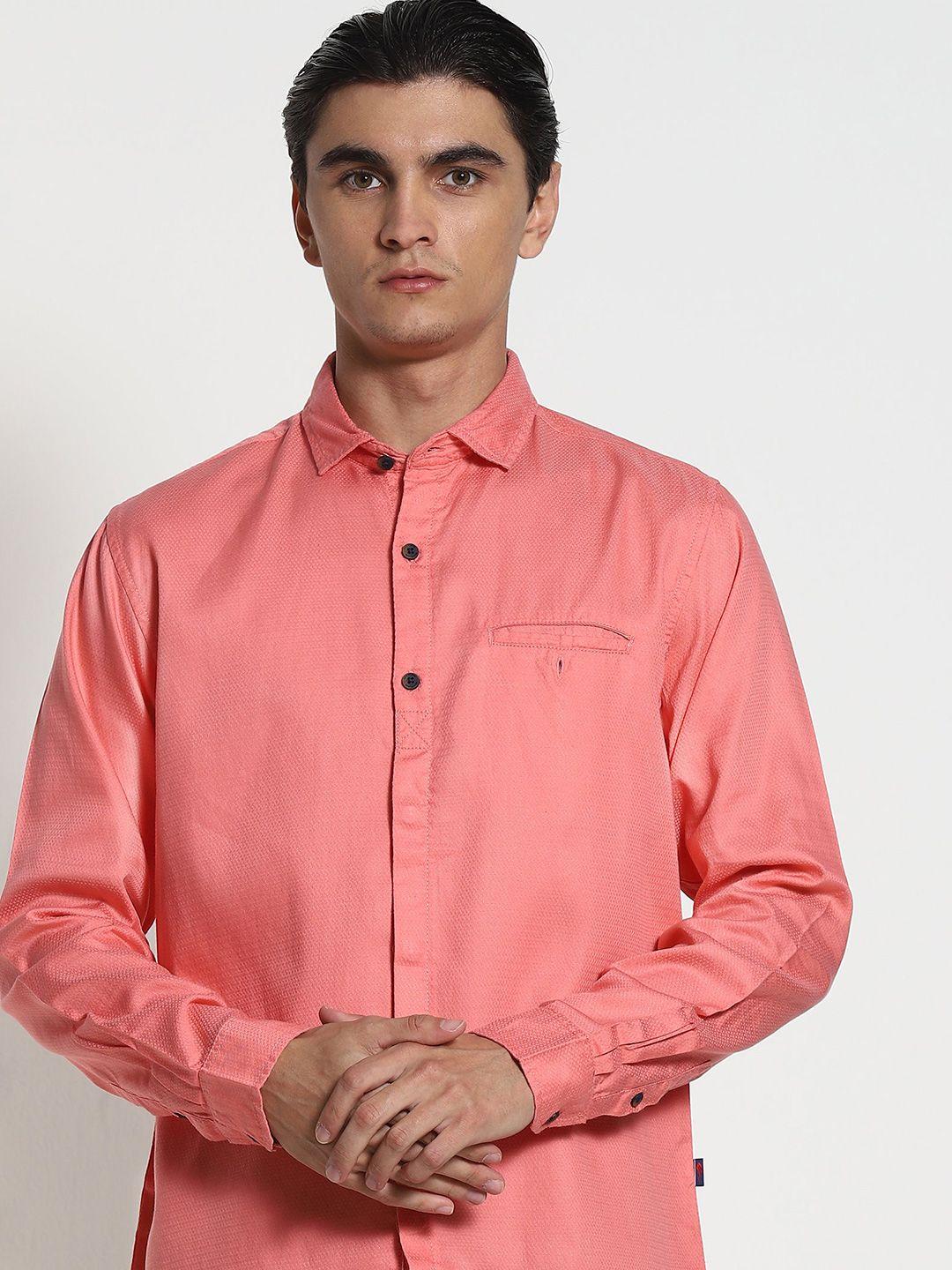 red flame cotton regular fit casual shirt