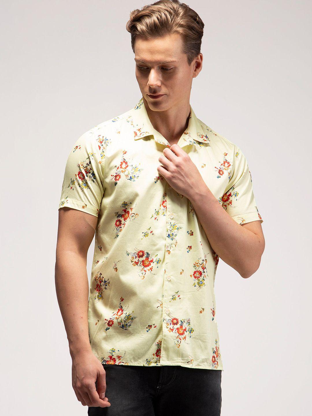 red flame floral printed casual shirt