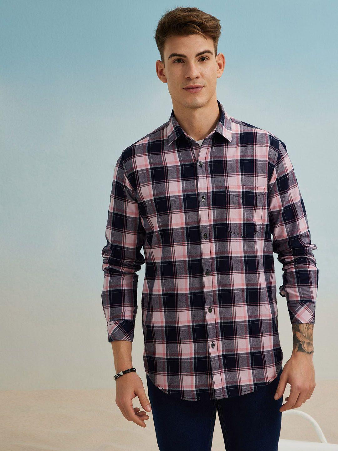 red flame men checked casual shirt