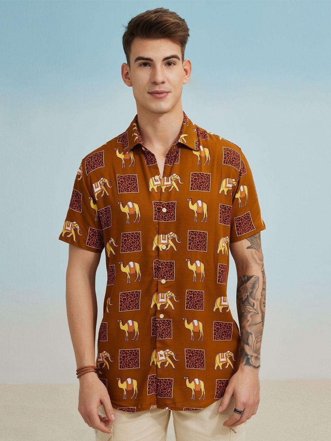 red flame men opaque printed casual shirt