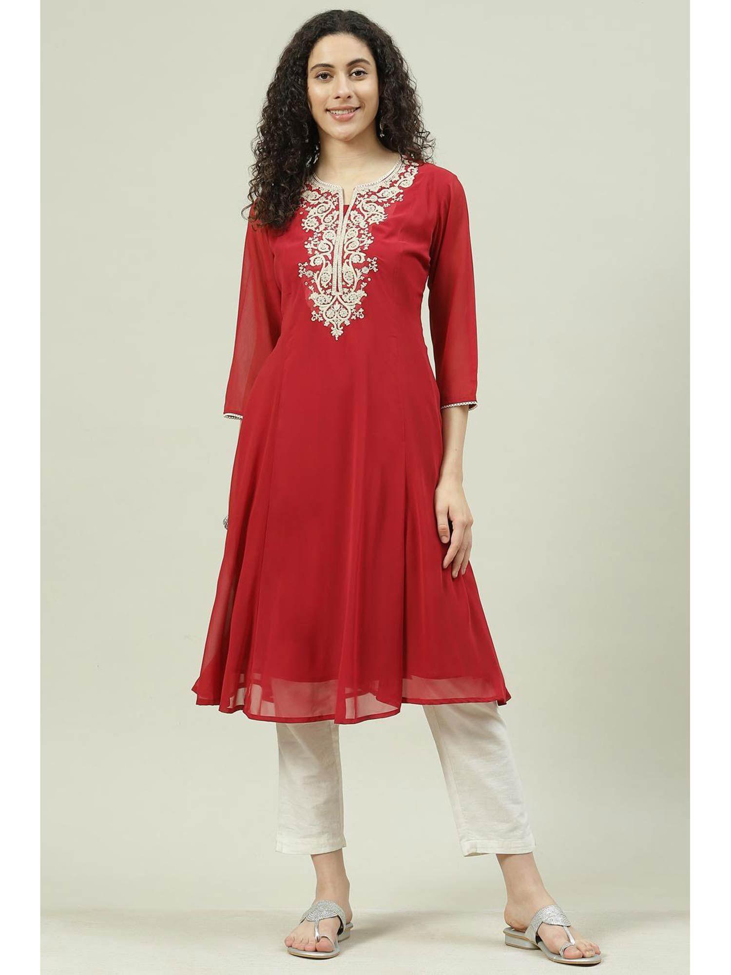 red flared kurta