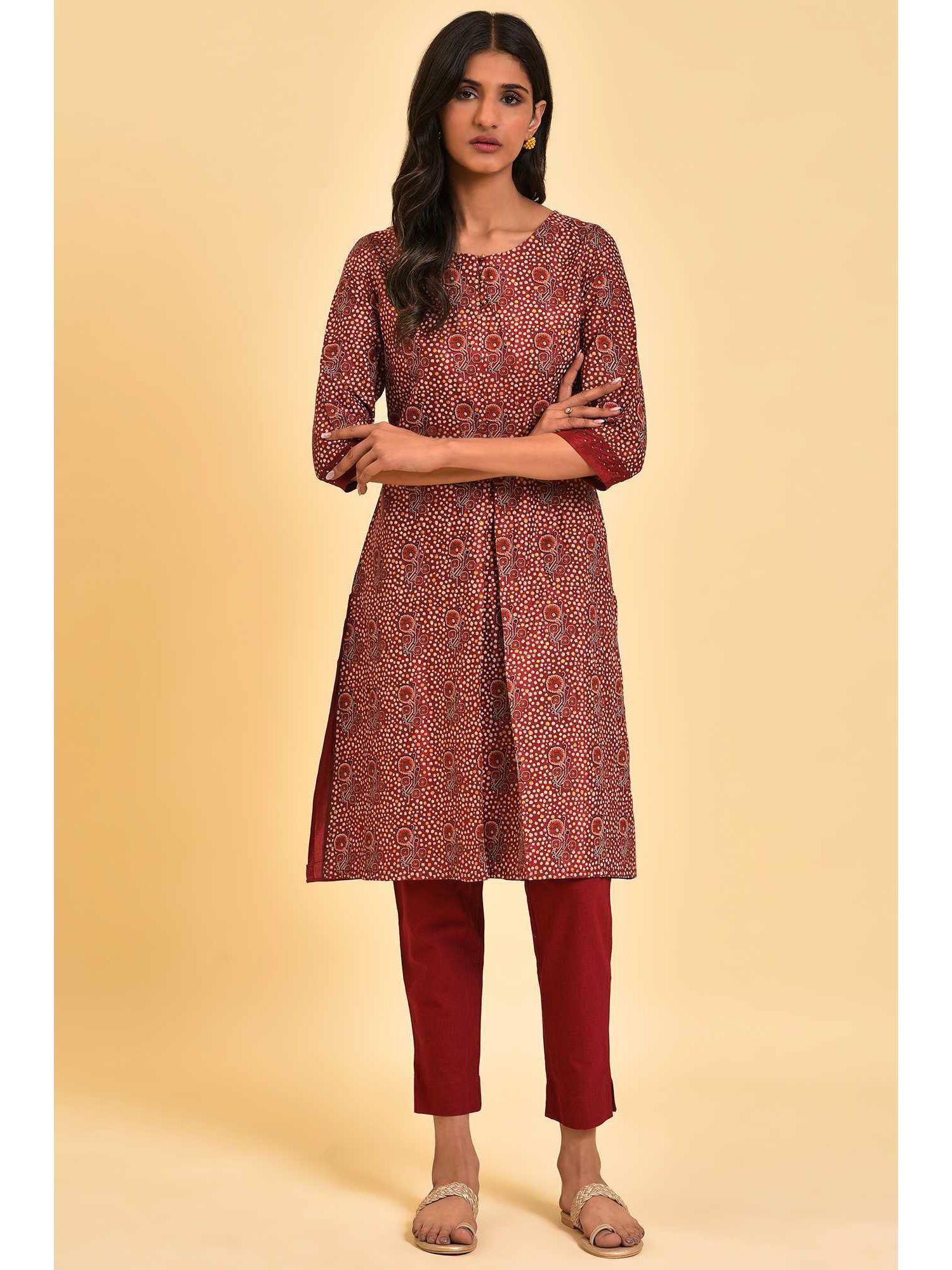 red floral kurta