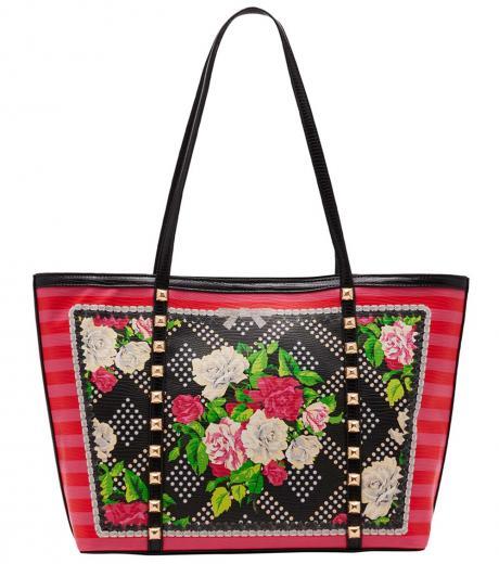 red floral stud large tote