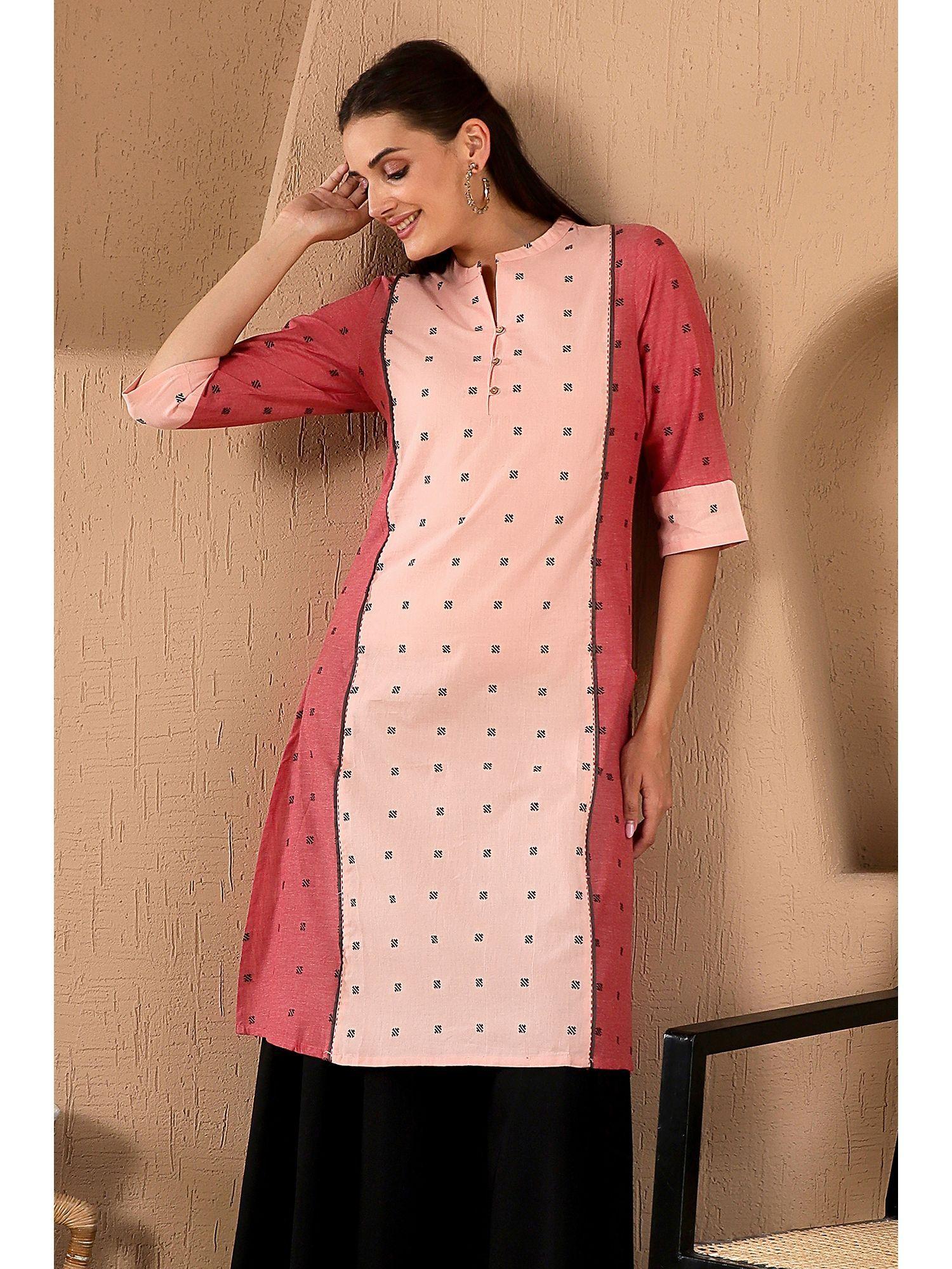 red geometric kurta