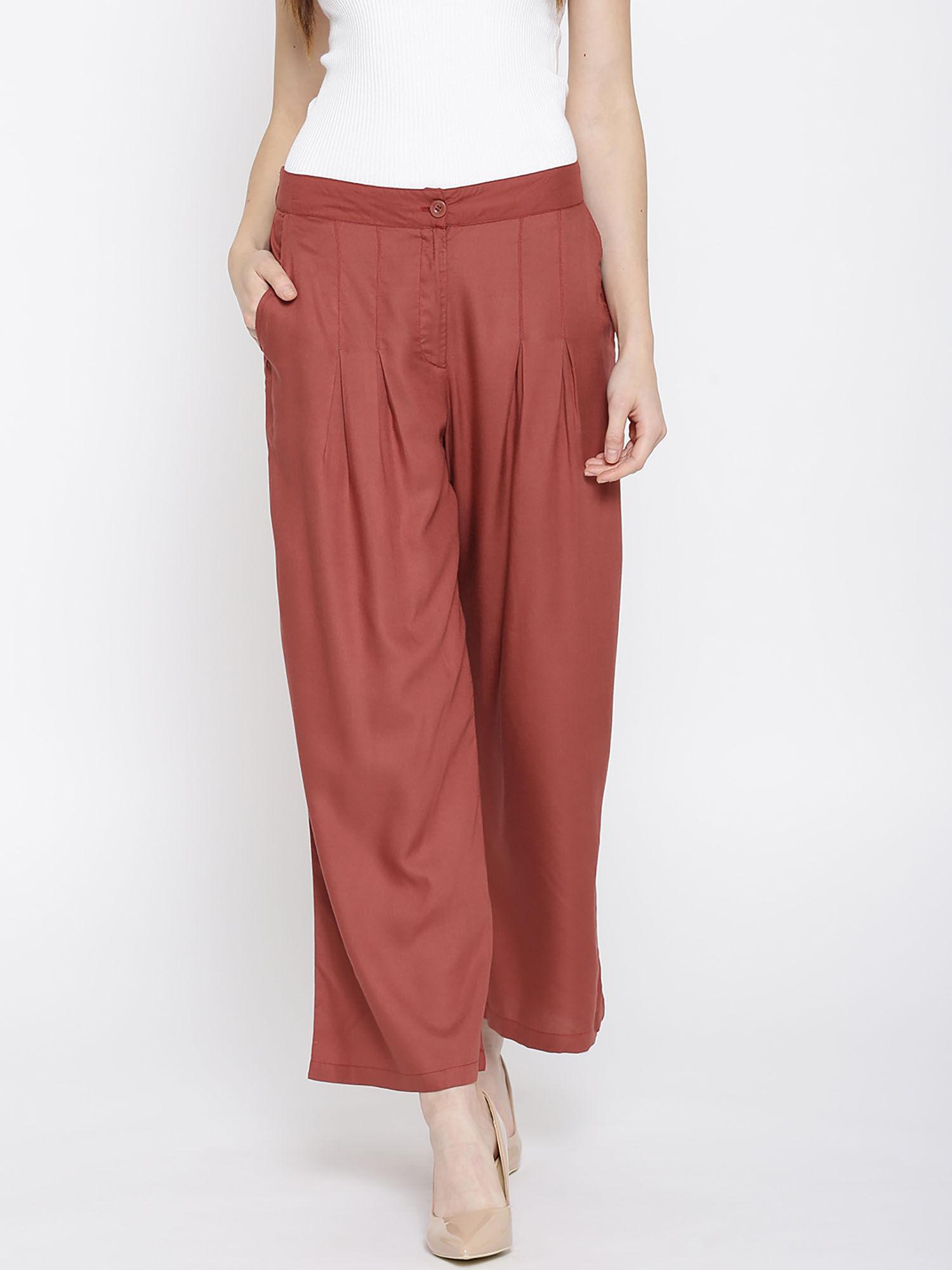 red geometric print trouser