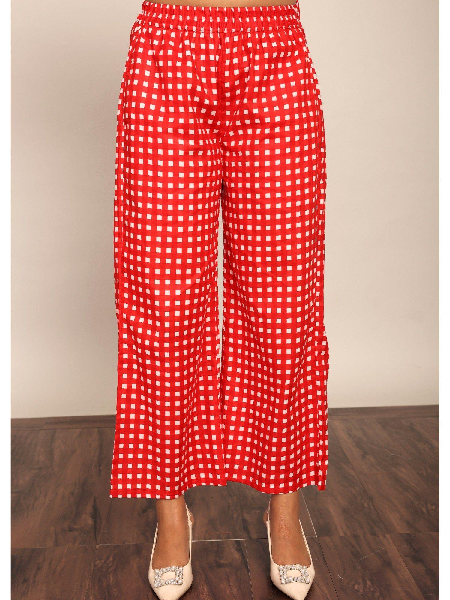 red geometric relaxed 2 pockets palazzo