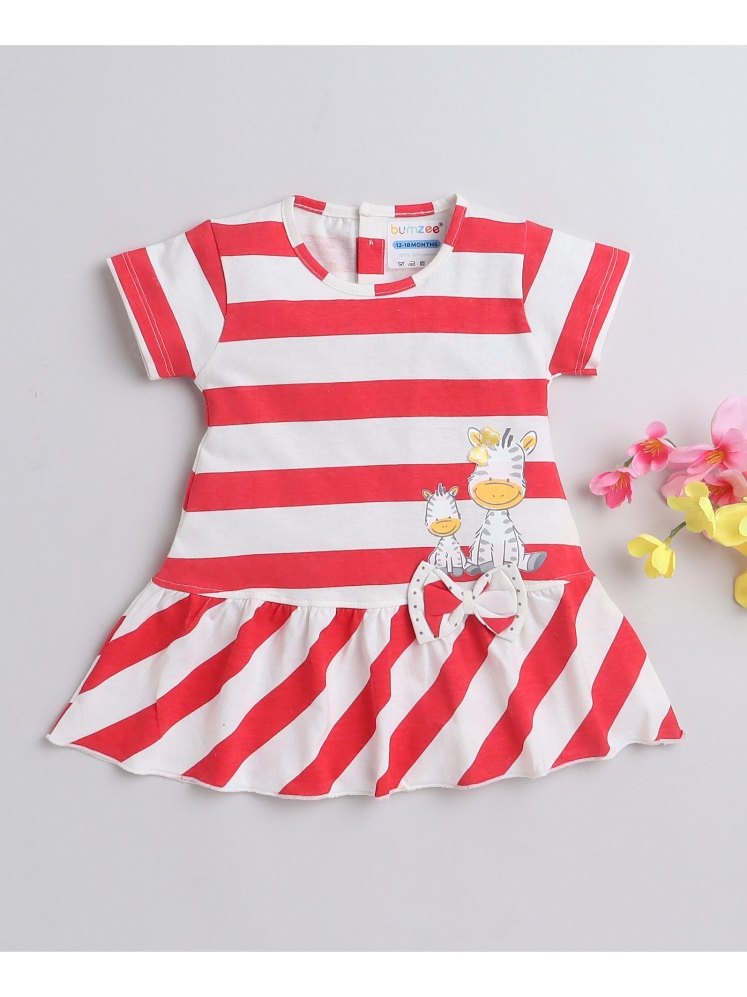 red girls cap sleeves cotton frock