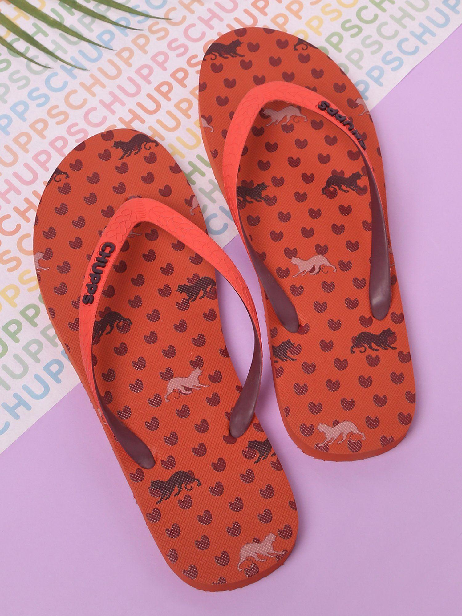 red graphic indian impressions rubber flipflops