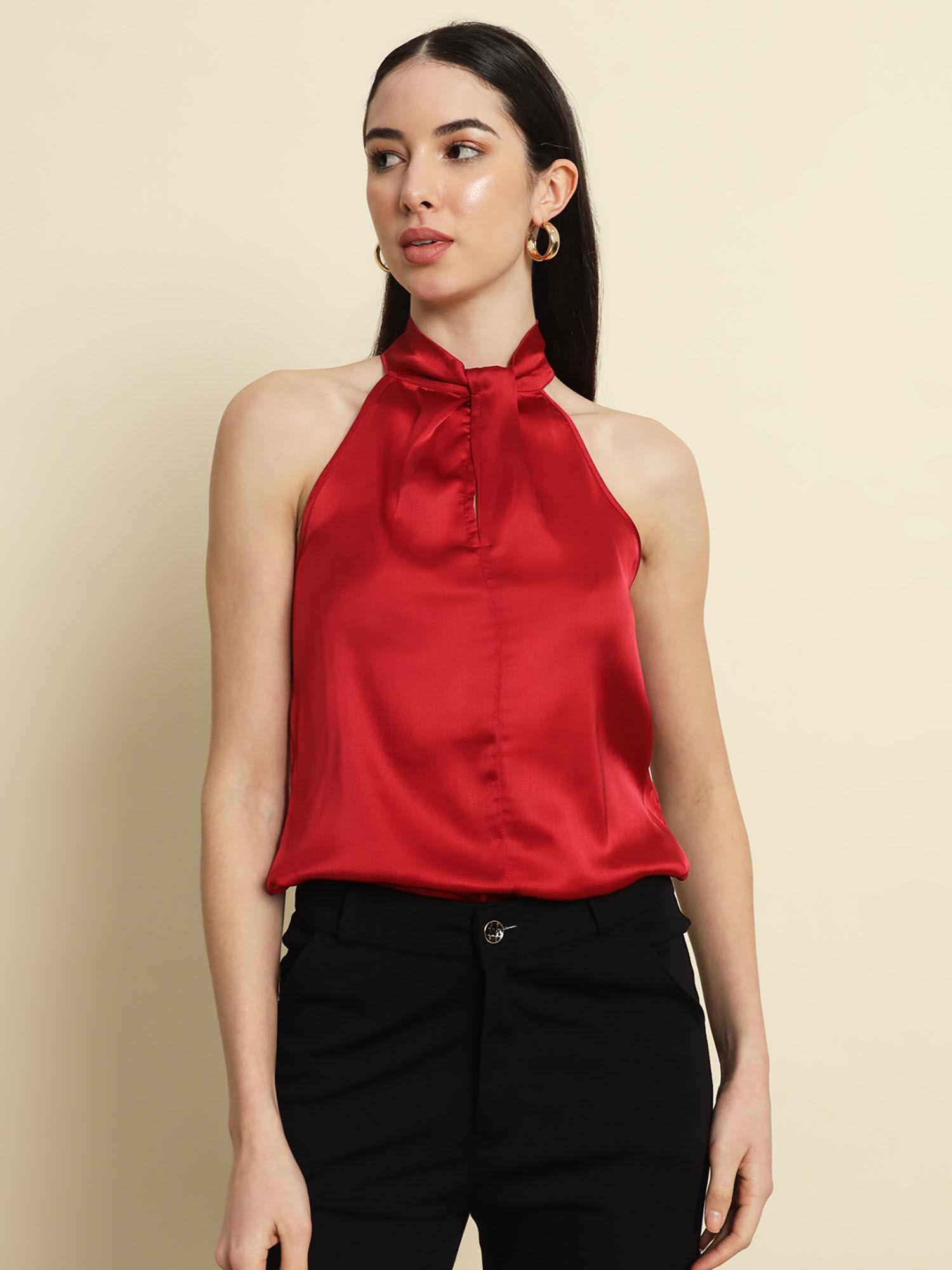 red halter neck top