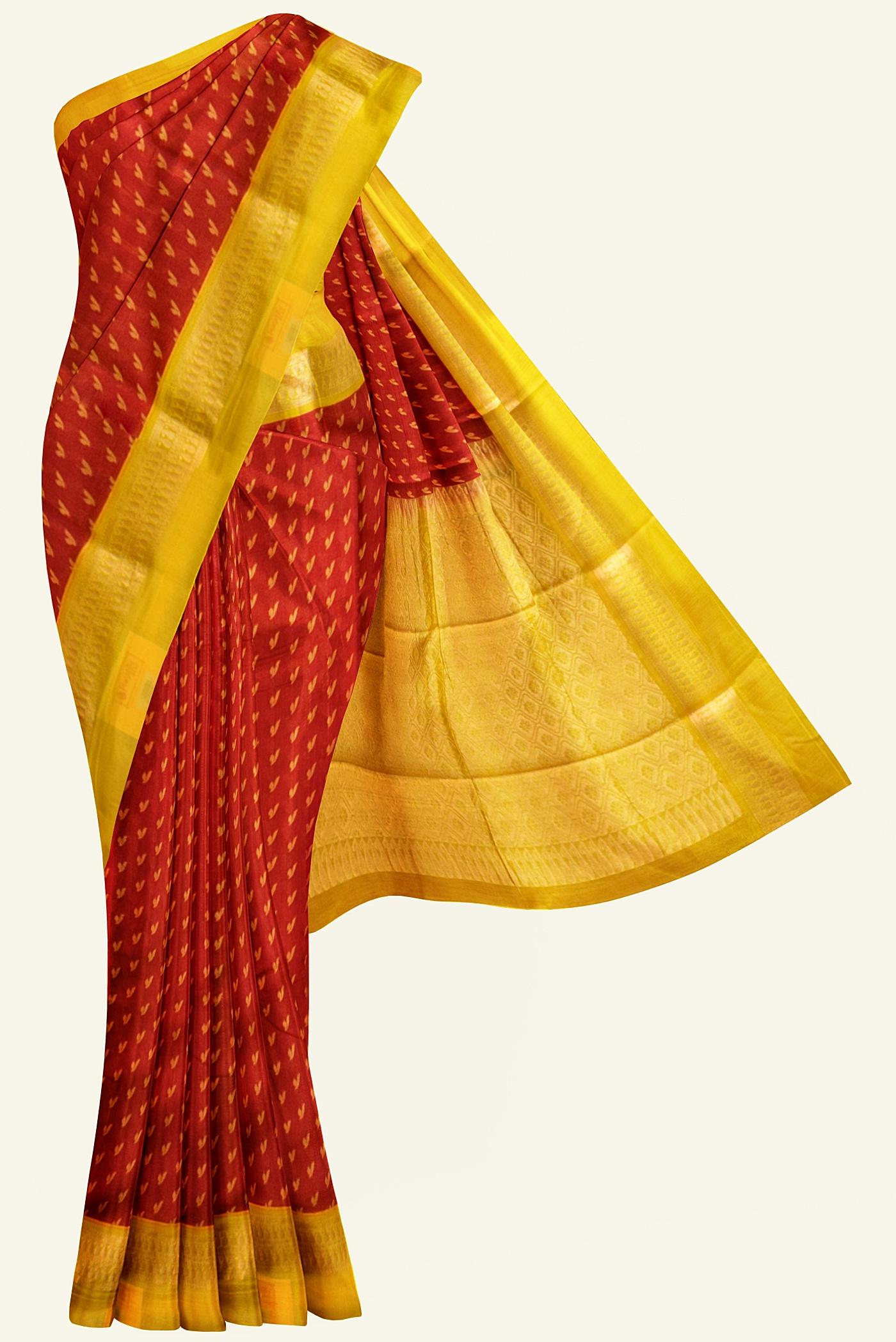 red handloom soft silk cotton saree