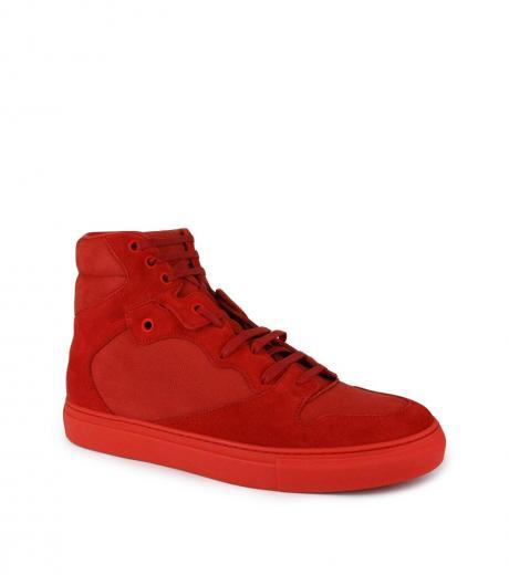 red hi top suede sneakers