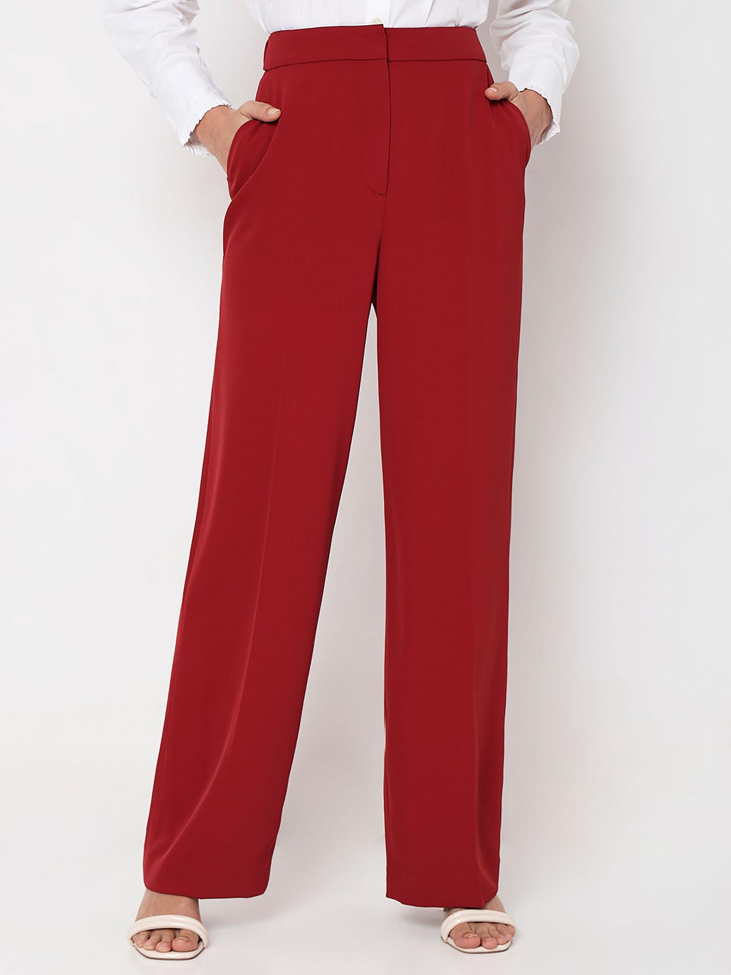 red high rise trouser