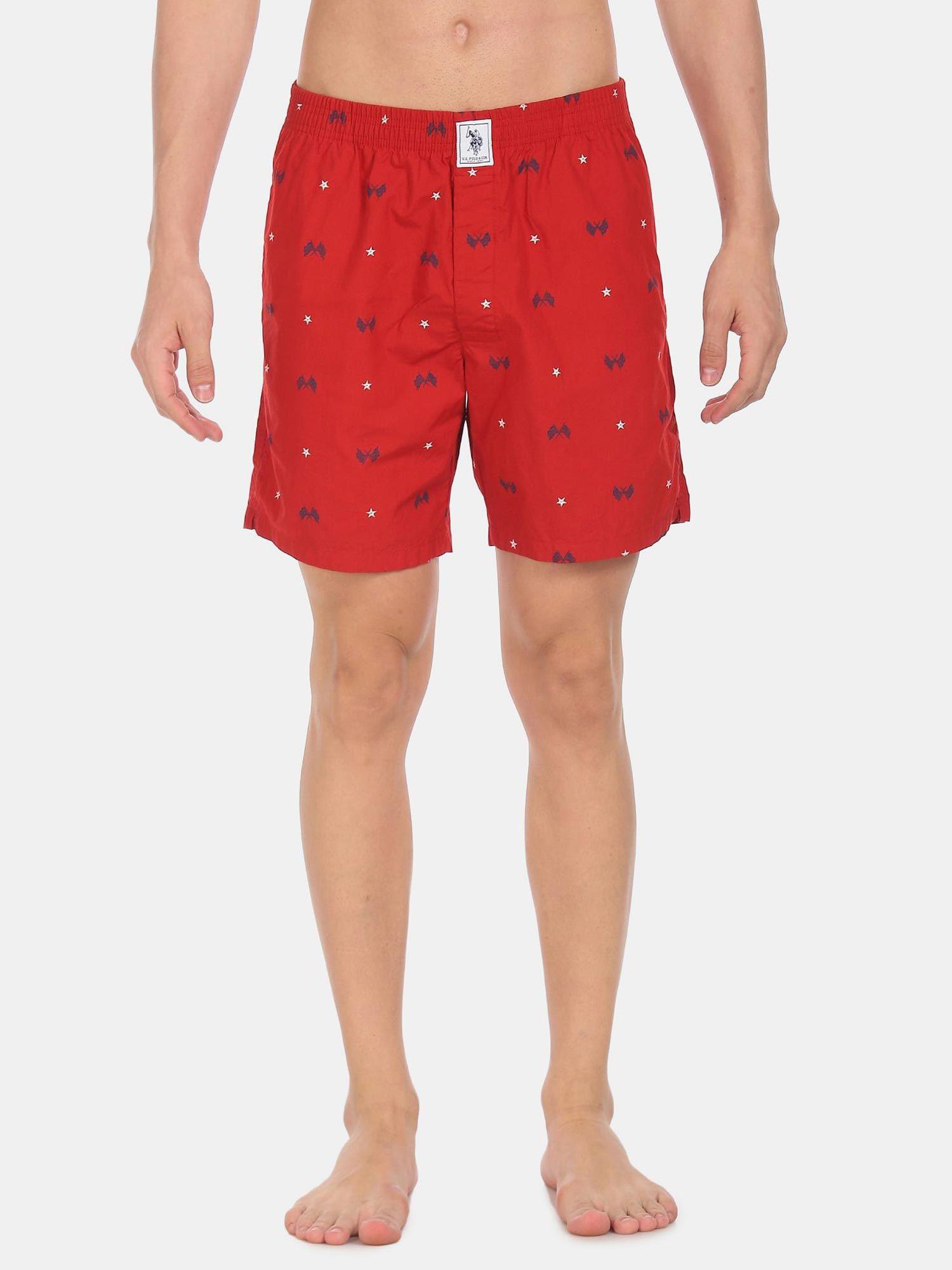 red i663 comfort fit print cotton boxers red