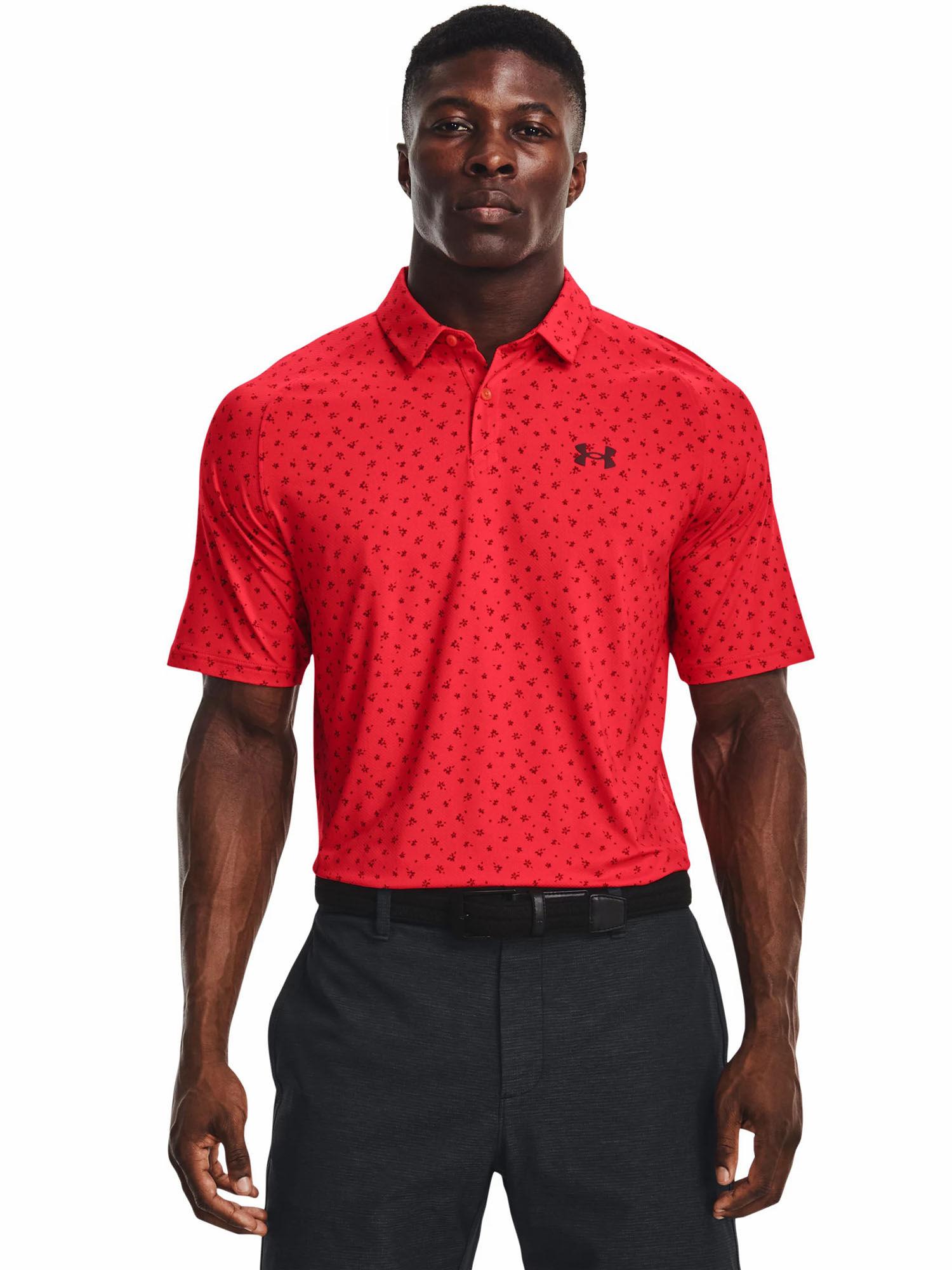 red iso chill floral dash polo t-shirt