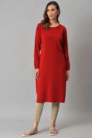 red knitted winter dress