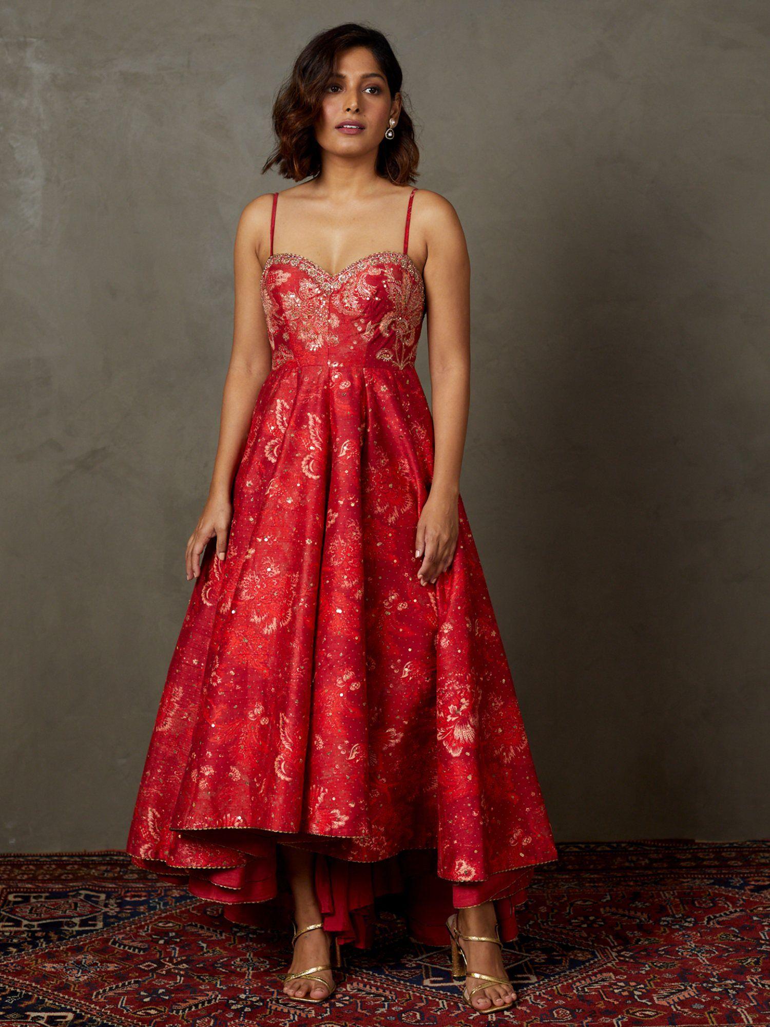 red kylie floral dress (m)