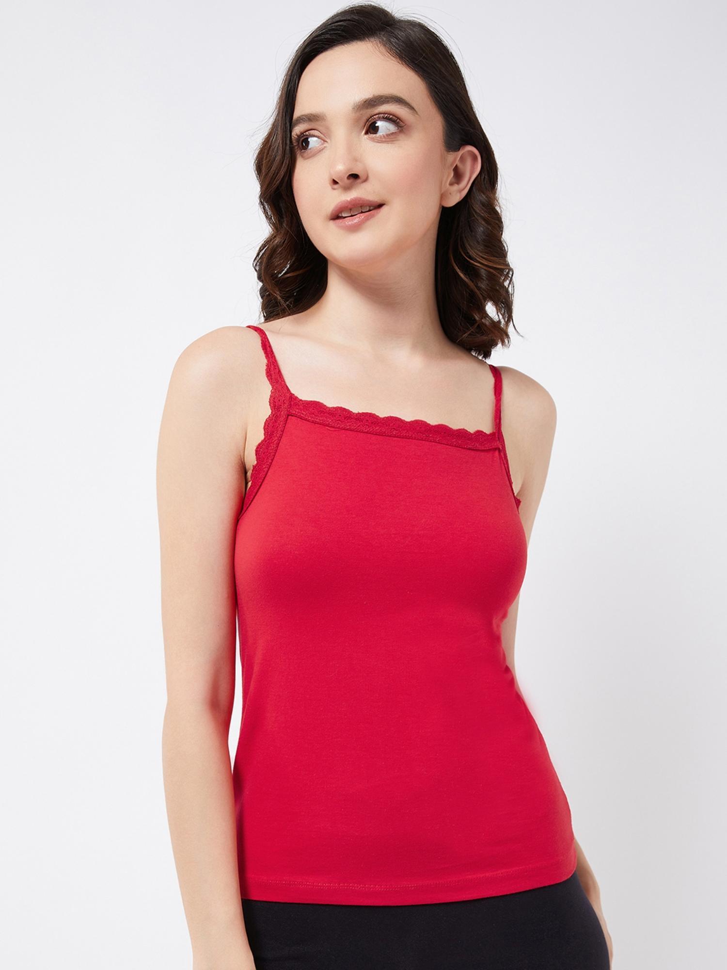 red laced camisole