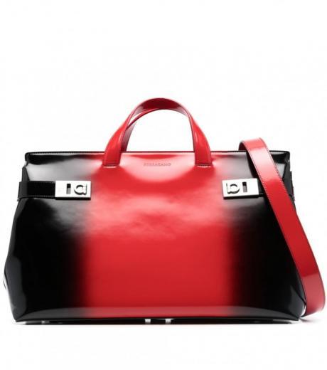 red leather messenger bag