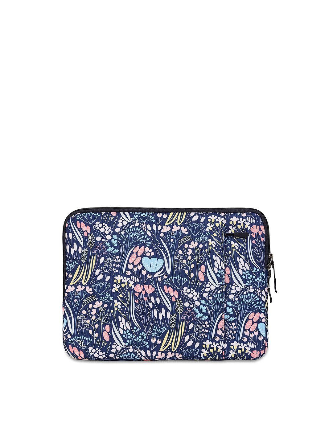 red lemon unisex navy blue & pink printed laptop bag