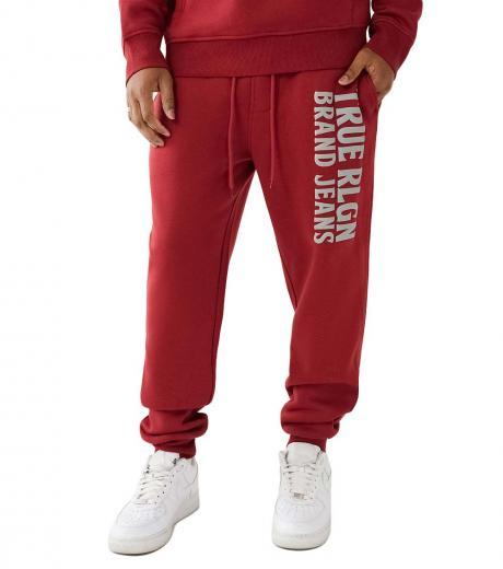 red logo print joggers