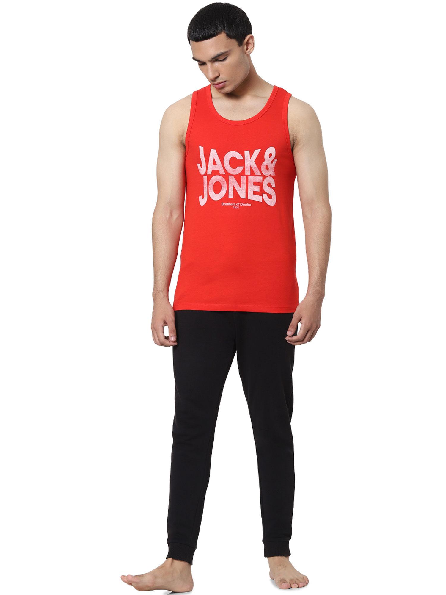 red logo print vest