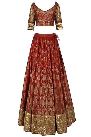 red maroon embroidered lehenga set