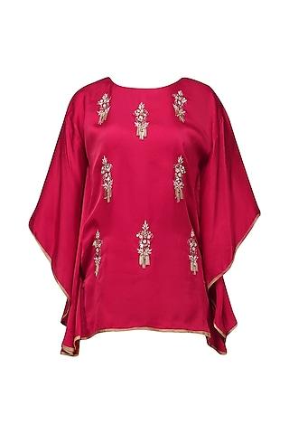 red meera embellished cape sleeves top