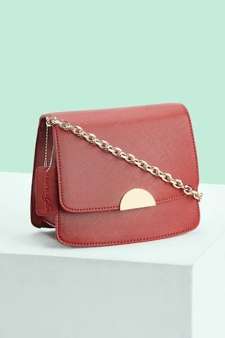 red metal trim casual semi pu women cross body bag