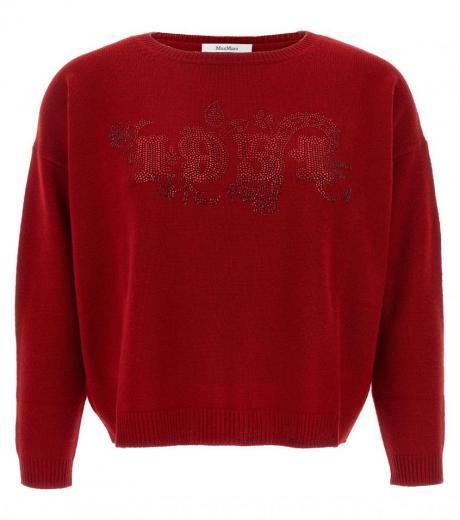 red nias rhinestones sweater