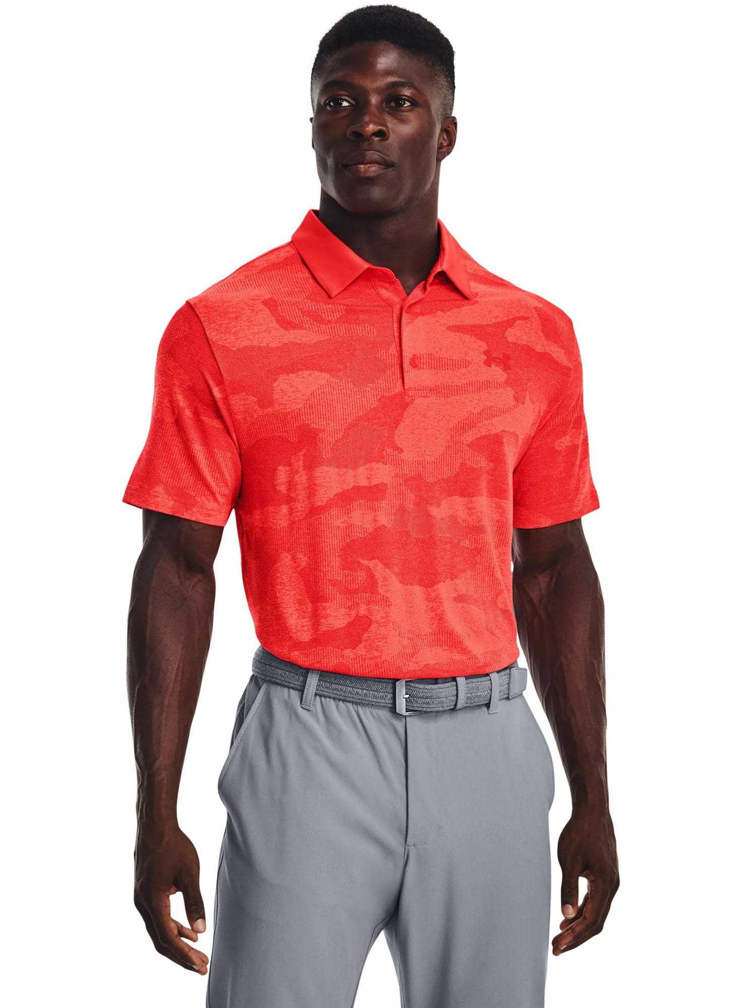 red playoff camo jacquard polo t-shirt