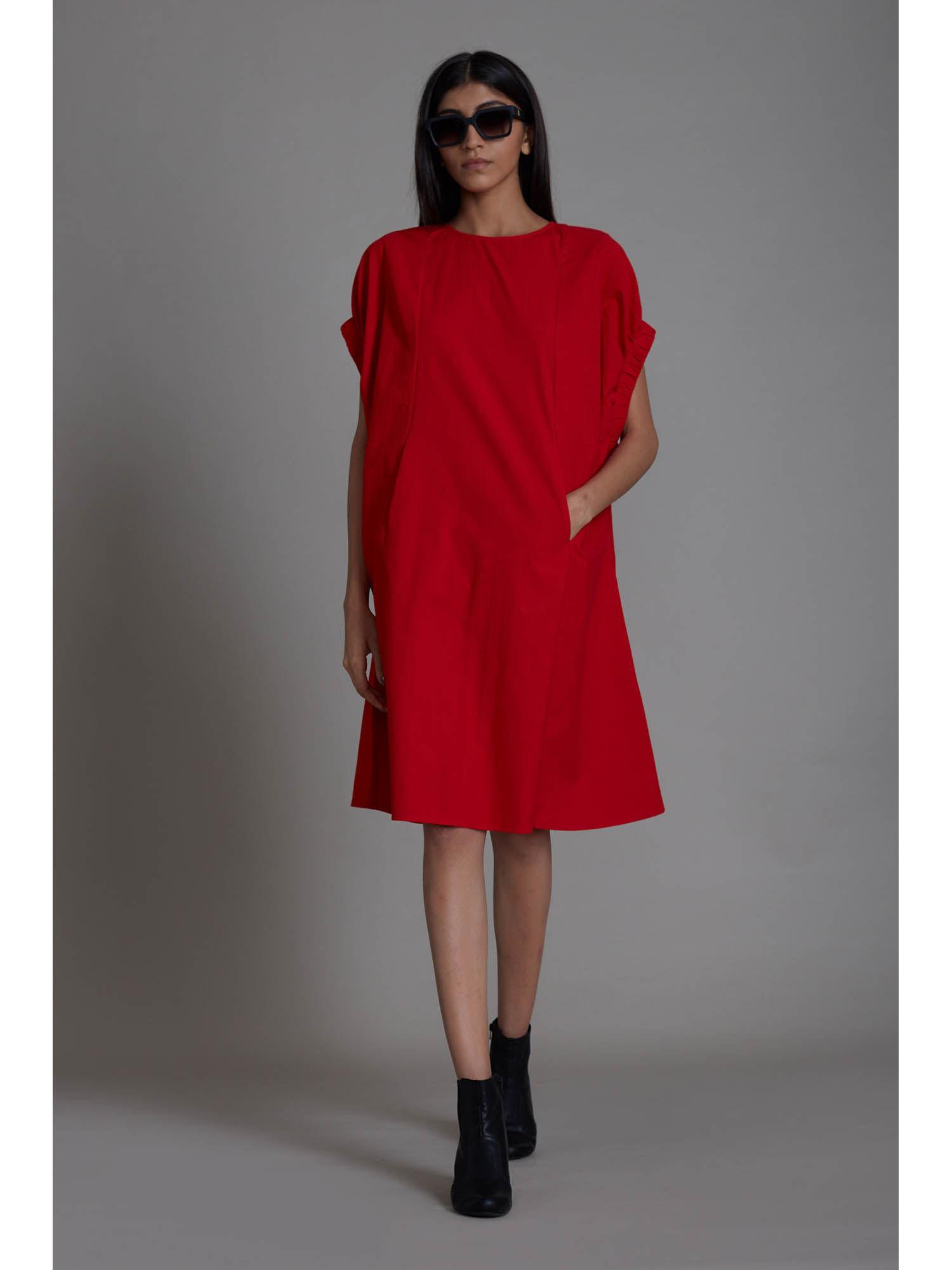 red pocket dress