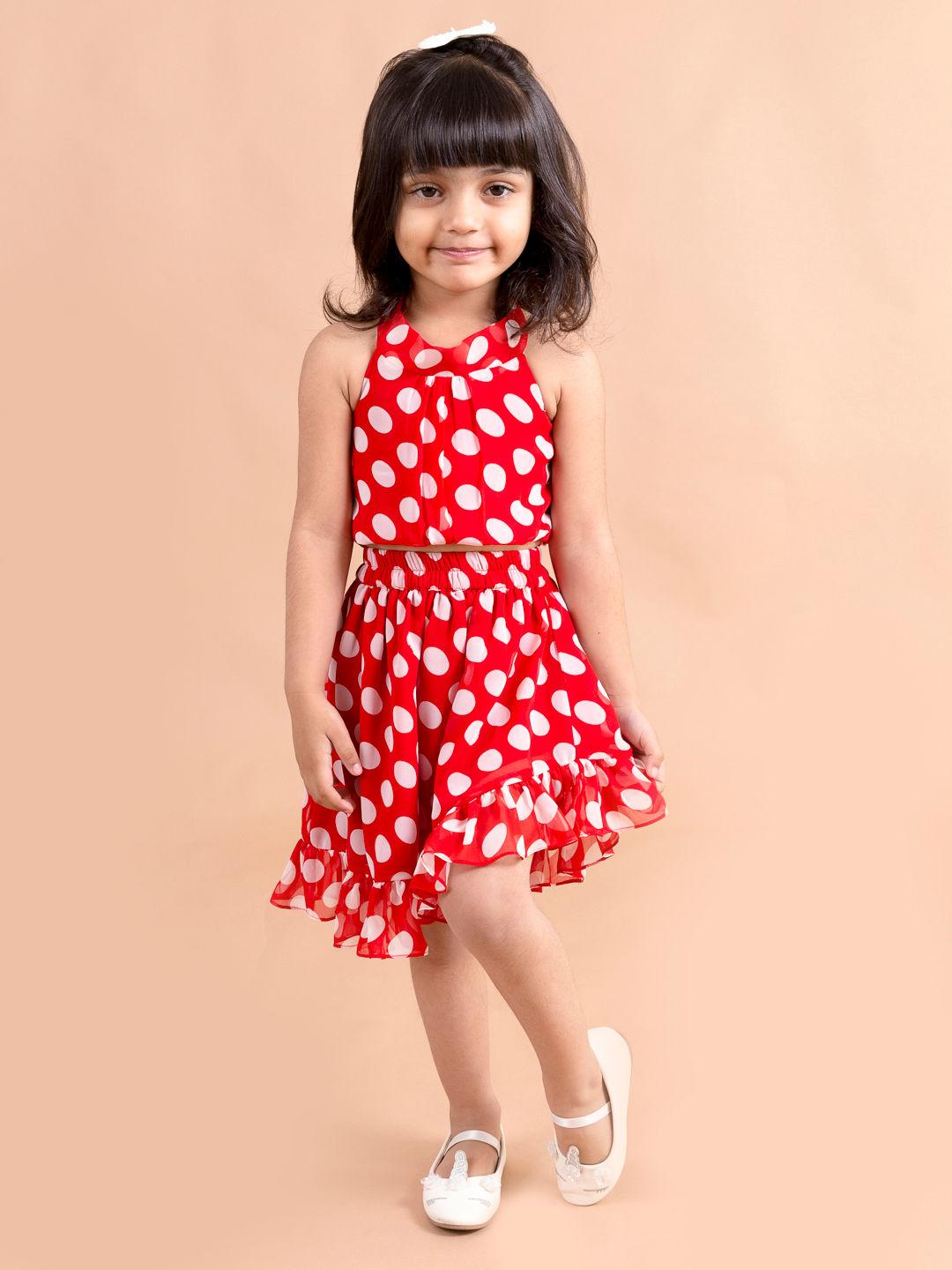 red polka top and skirt (set of 2)