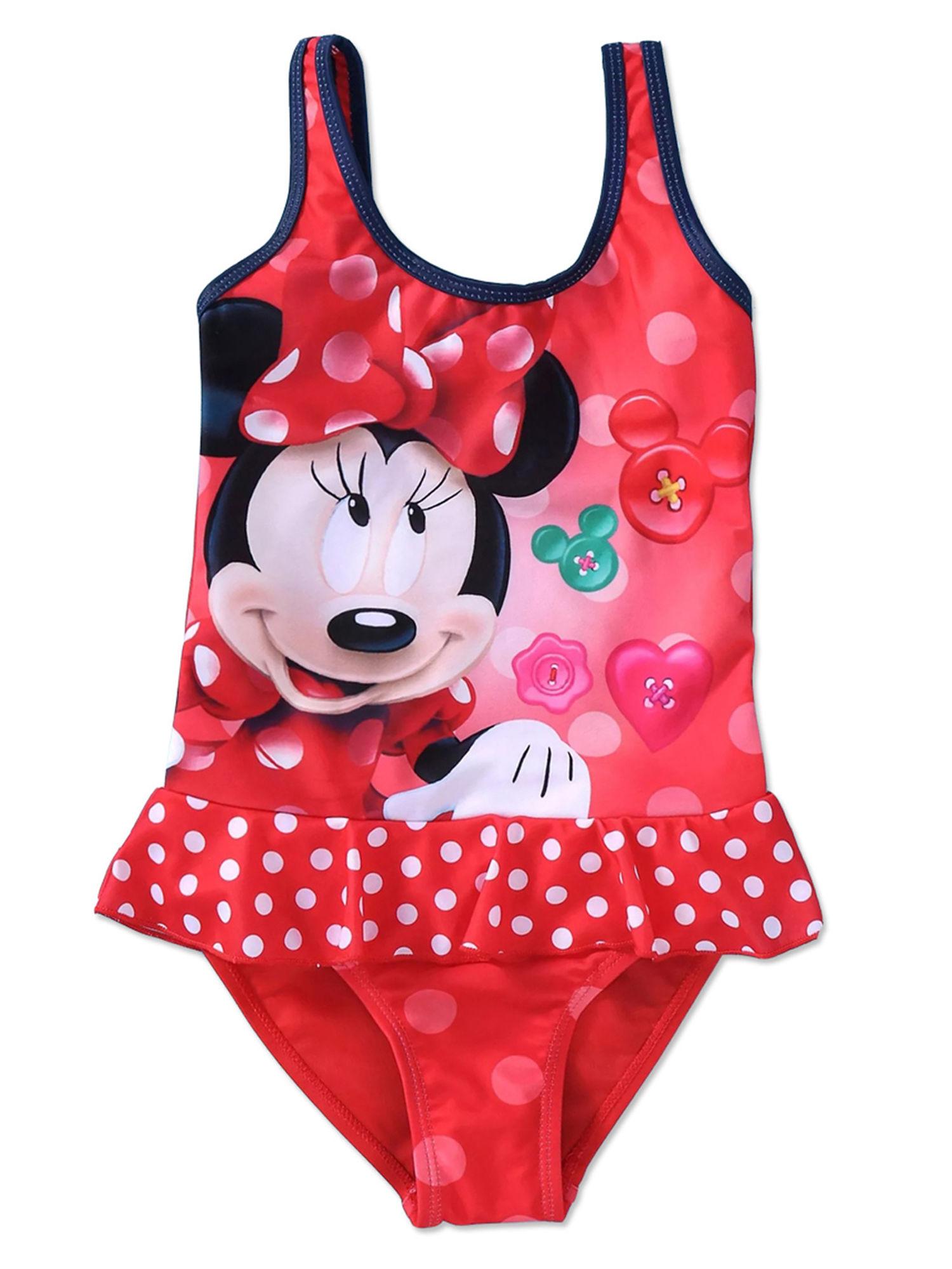 red polyester swimsuit