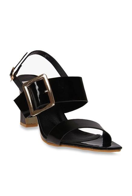 red pout black back strap sandals