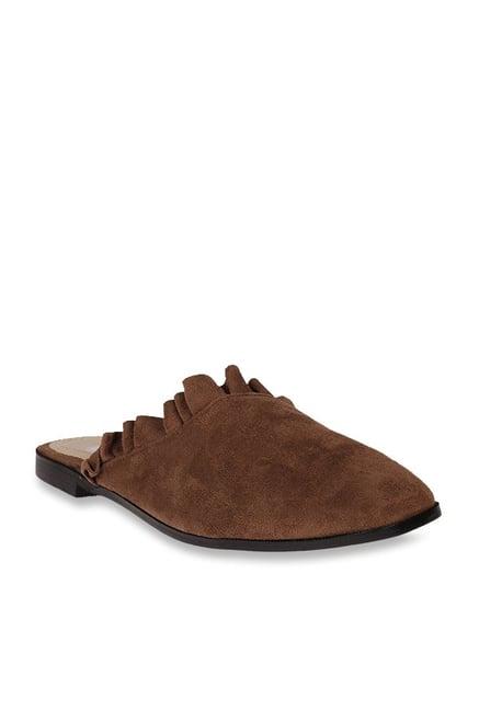 red pout brown mule shoes