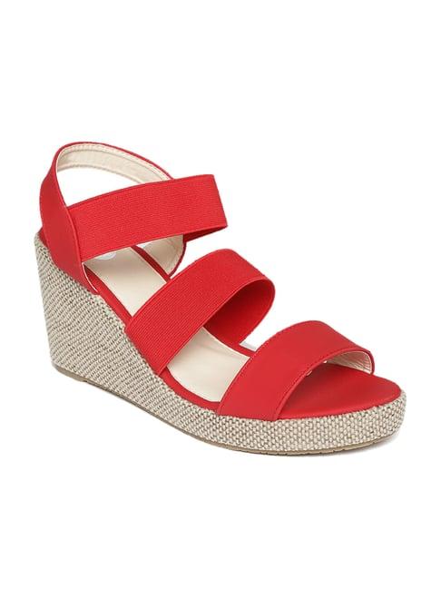 red pout red sling back wedges