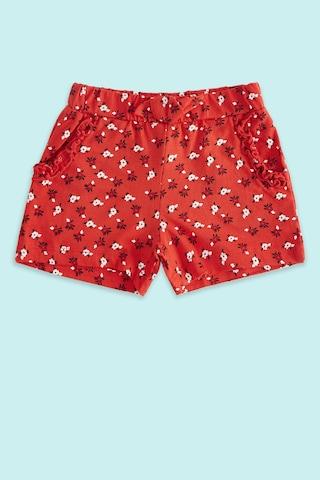 red print casual girls regular fit shorts