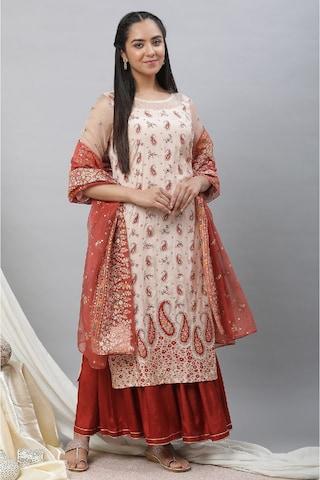 red print polyester dupatta